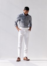 Pristine White Linen Twill Trouser