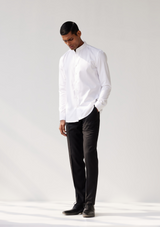 Timeless Classic White Band Collar Twill Shirt