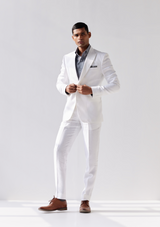 Pristine White Linen Twill Blazer