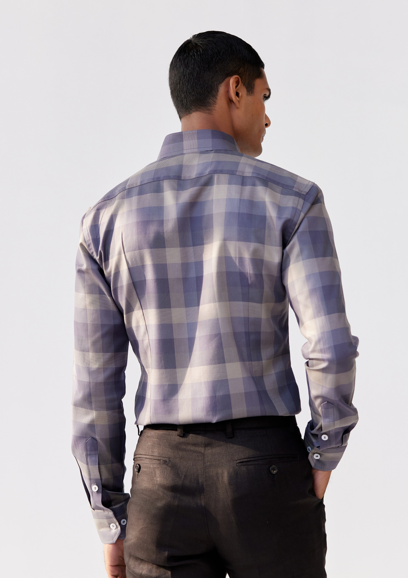 Lead Black and Muted Grey Dupplin Checked Shirt