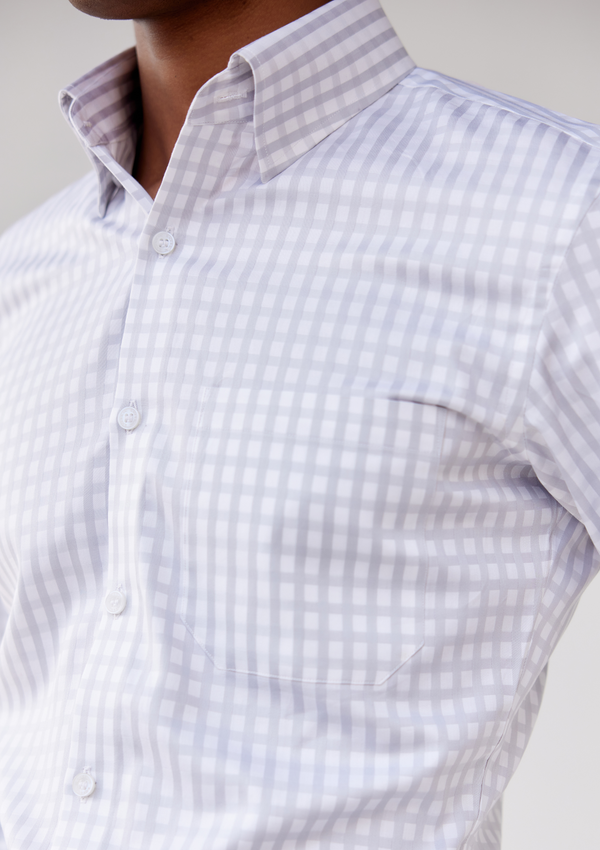 Moonlight Grey and White Gingham Checked Shirt