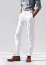 Pristine White Linen Twill Trouser