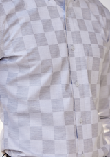 Dusty White and Fog Grey Checkerboard Twill Shirt