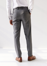 Dusty Grey Twill Plaid Checked Trousers