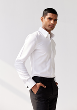 Sleek Pearl White Poplin Shirt