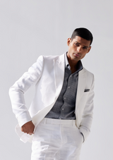 Pristine White Linen Twill Blazer