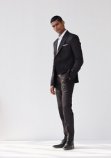 Coal Black Linen Twill Blazer