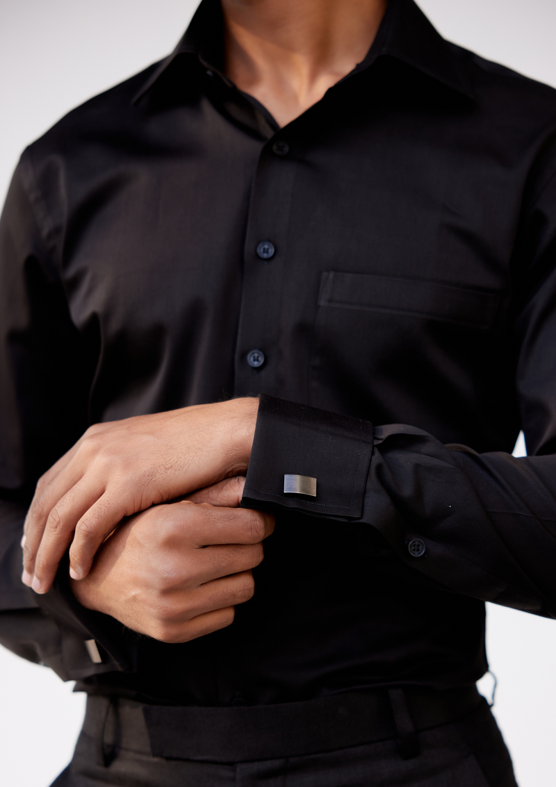 Midnight Black Poplin Shirt