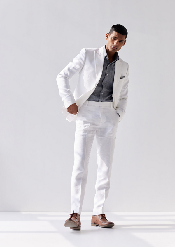 Pristine White Linen Twill Trouser