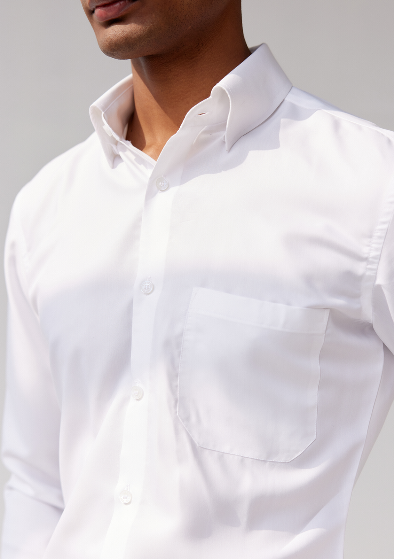 Sleek Pearl White Poplin Shirt