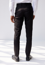 Coal Black Linen Twill Trouser