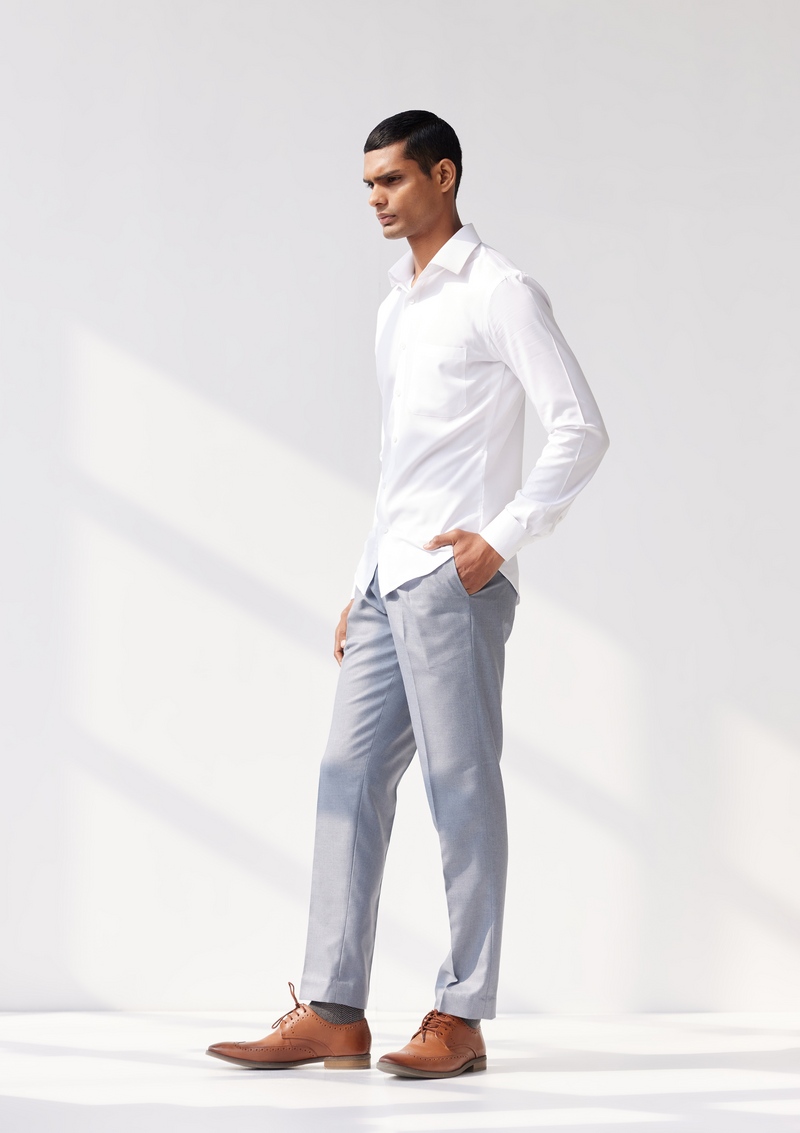 Ivory White Herringbone Bamboo Shirt