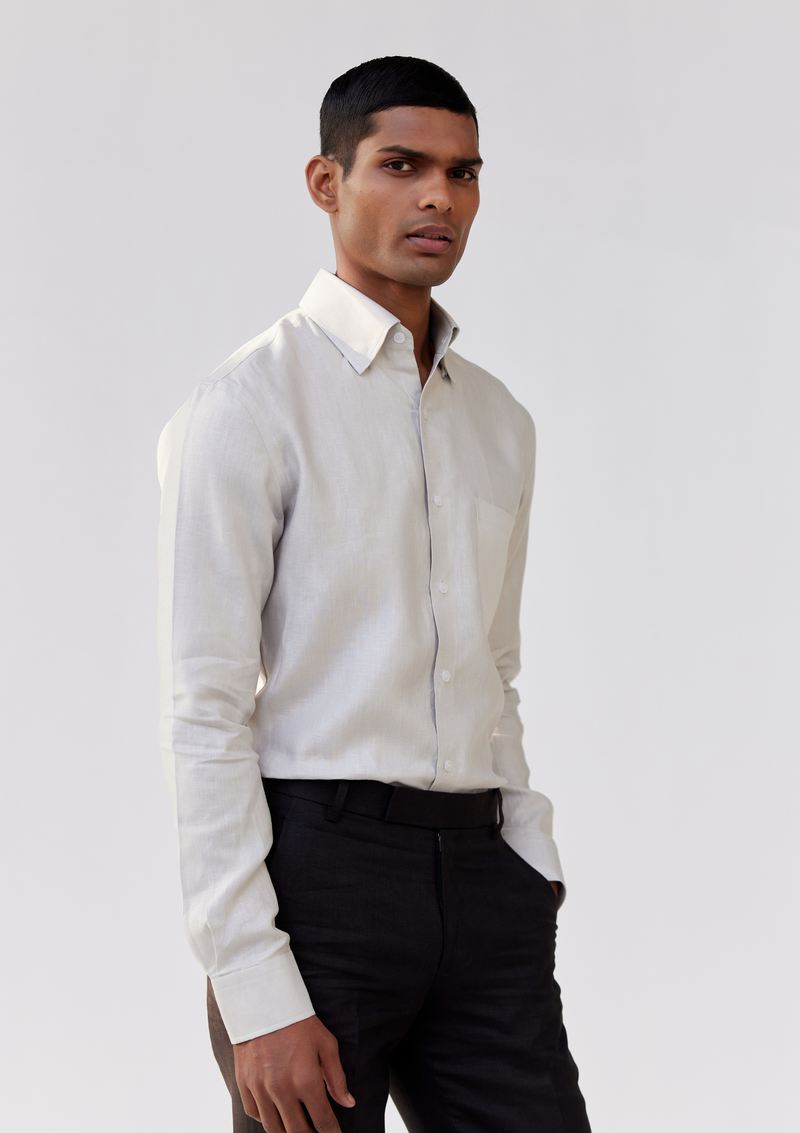 Muted Sand Grey Irish Linen Shirt