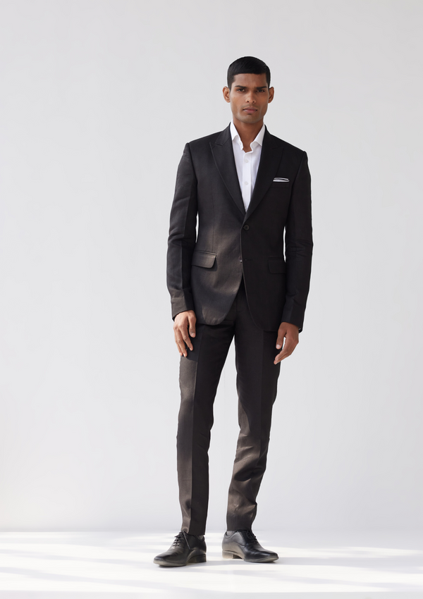 Coal Black Linen Twill Blazer