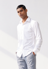 Ivory White Herringbone Bamboo Shirt