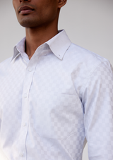 Radiant White and Silver Grey Checkerboard Shirt