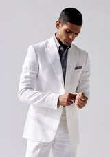 Pristine White Linen Twill Blazer