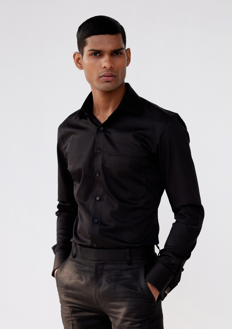 Midnight Black Poplin Shirt