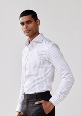 Albaster White and Grey Striped Shirt