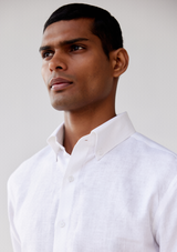 Vanilla White Button-down Linen Shirt