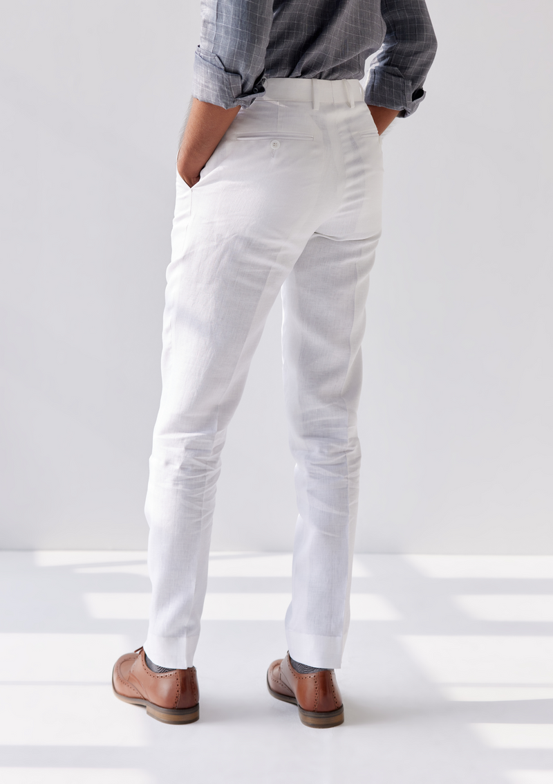 Pristine White Linen Twill Trouser