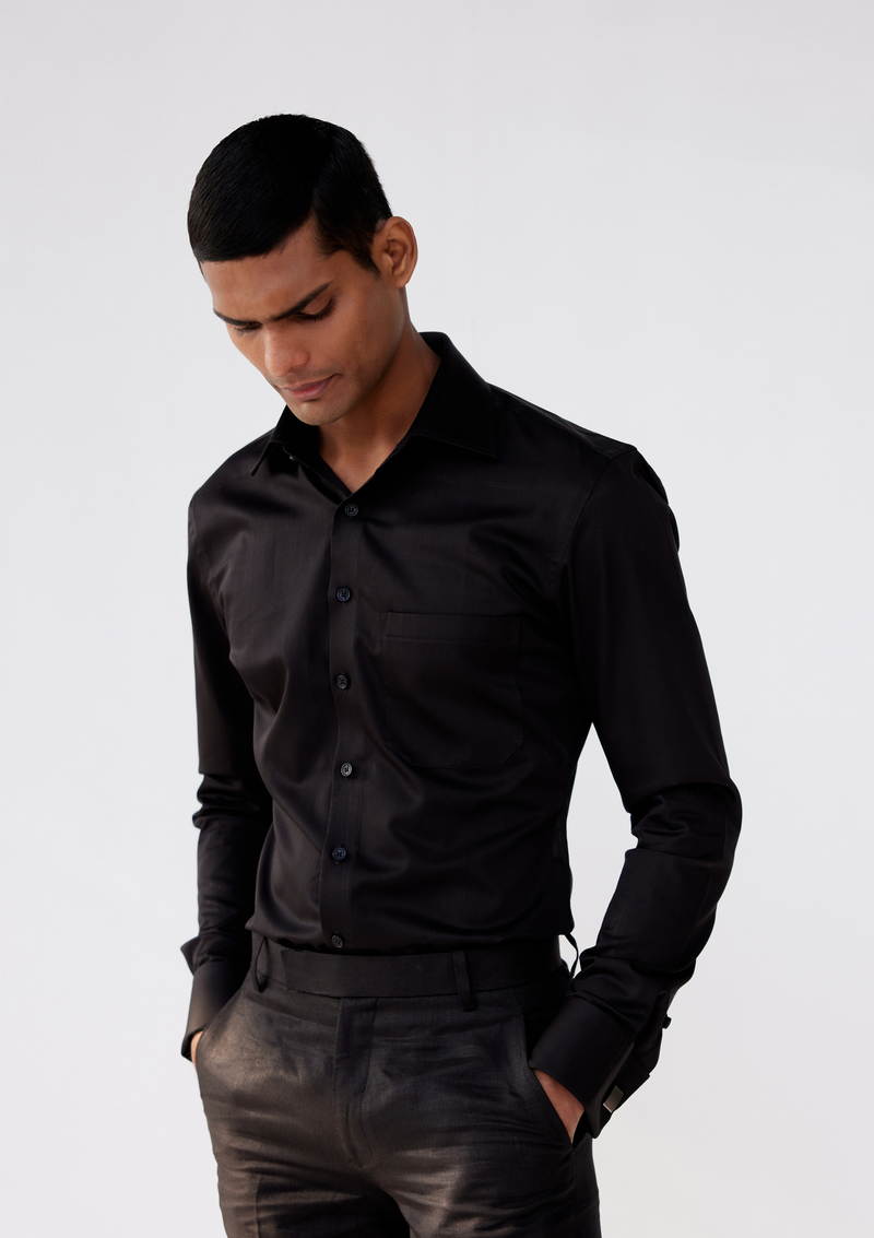 Midnight Black Poplin Shirt