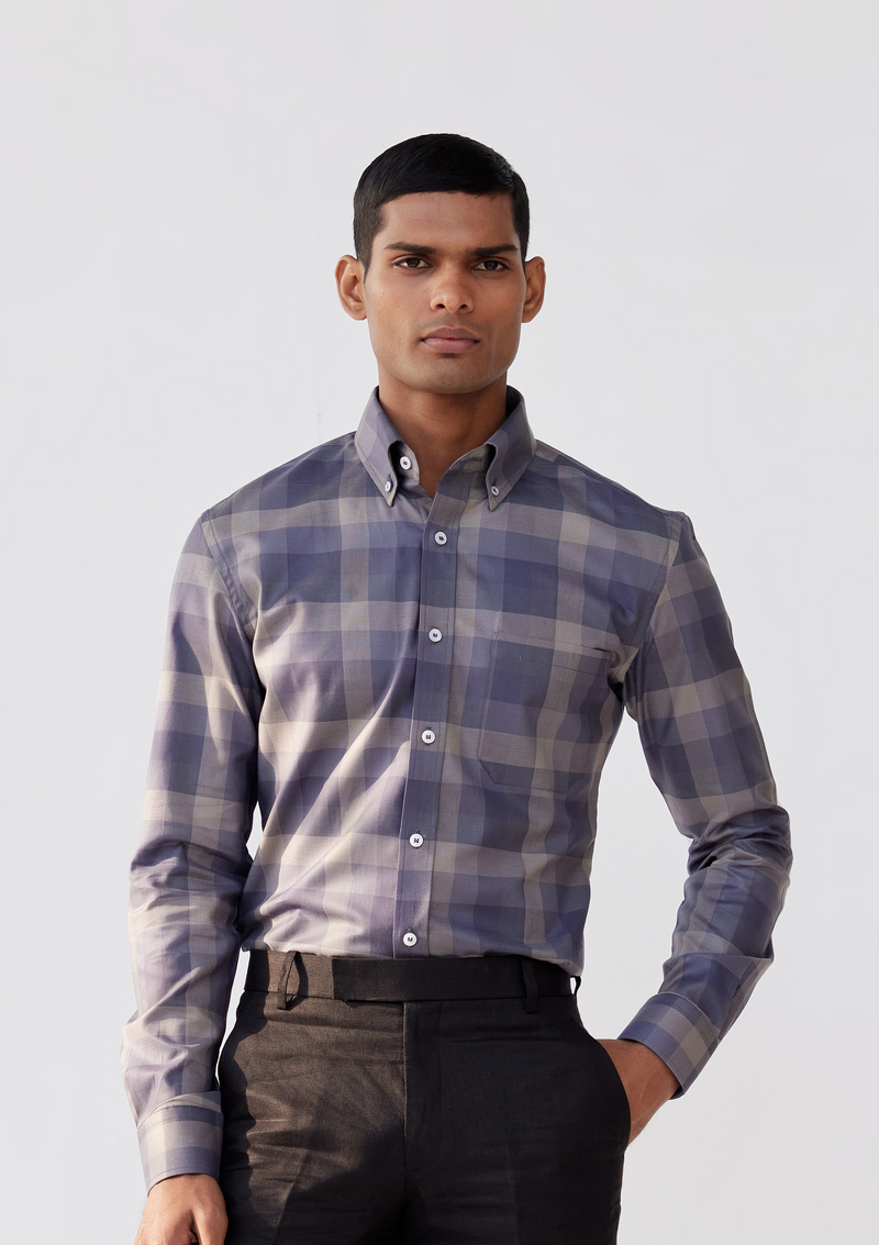 Lead Black and Muted Grey Dupplin Checked Shirt