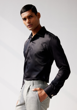 Ebony Black Satin Shirt