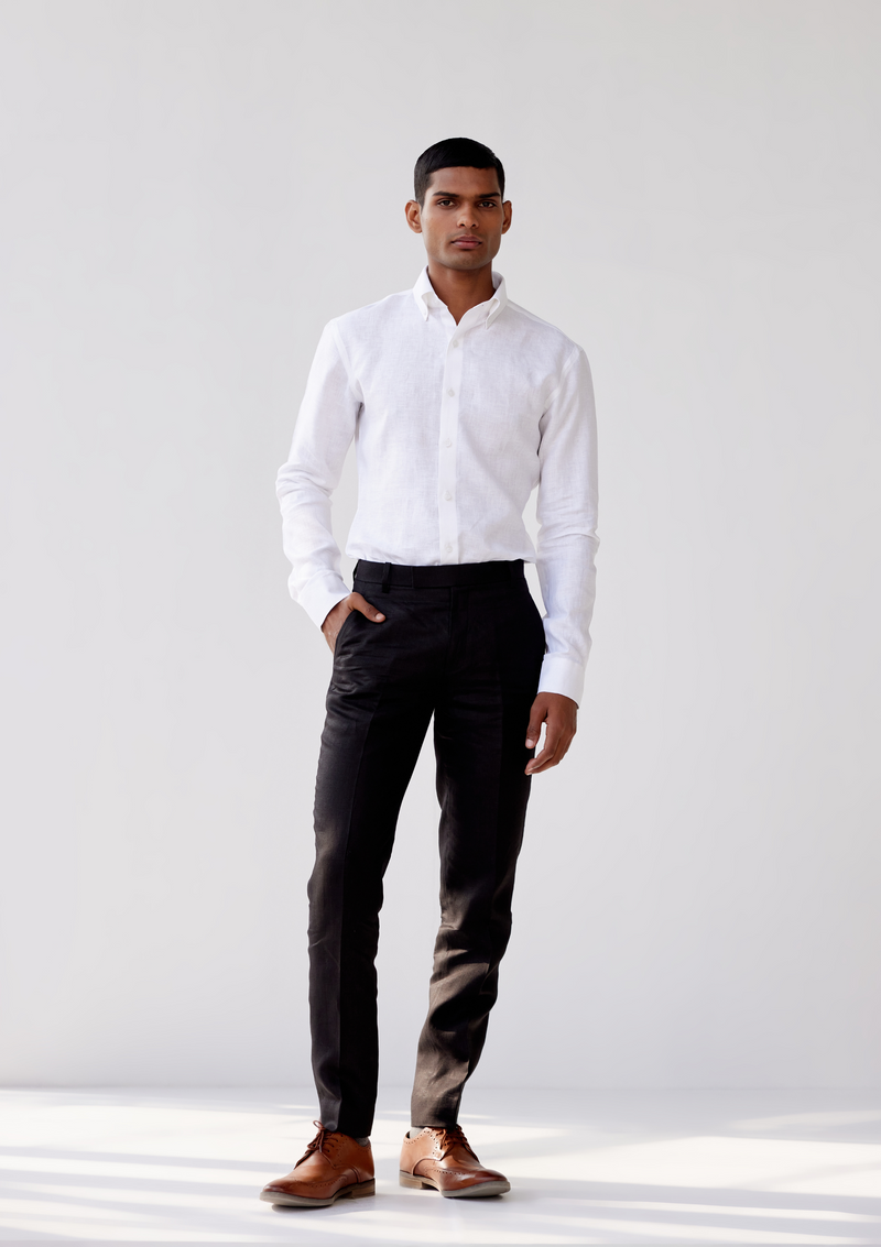 Vanilla White Button-down Linen Shirt