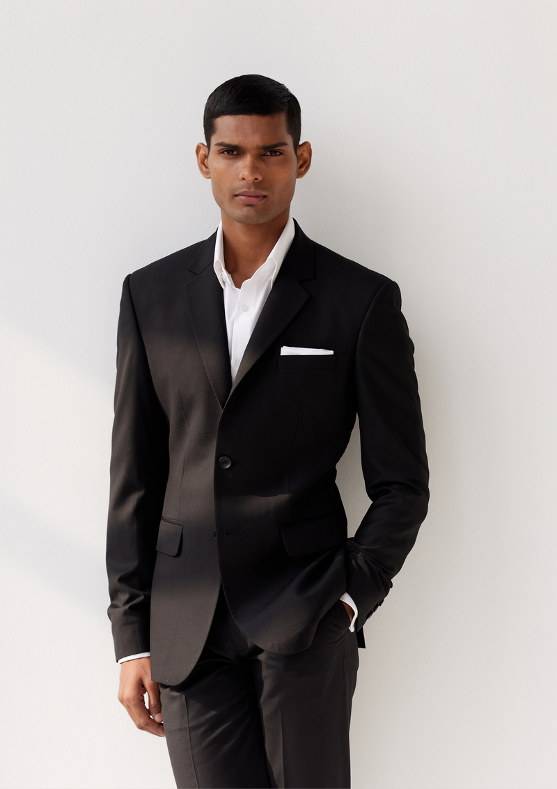 Asphalt Black Single Breasted Twill Blazer