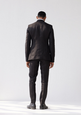 Coal Black Linen Twill Blazer