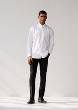 Timeless Classic White Band Collar Twill Shirt