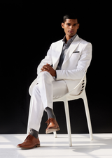 Pristine White Linen Twill Blazer