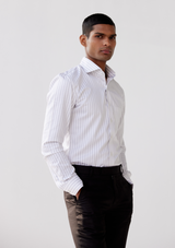 Albaster White and Grey Striped Shirt