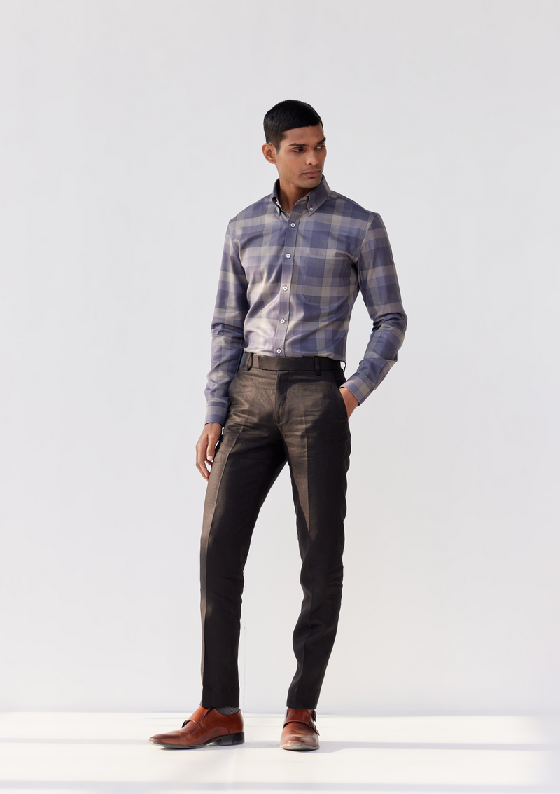 Lead Black and Muted Grey Dupplin Checked Shirt