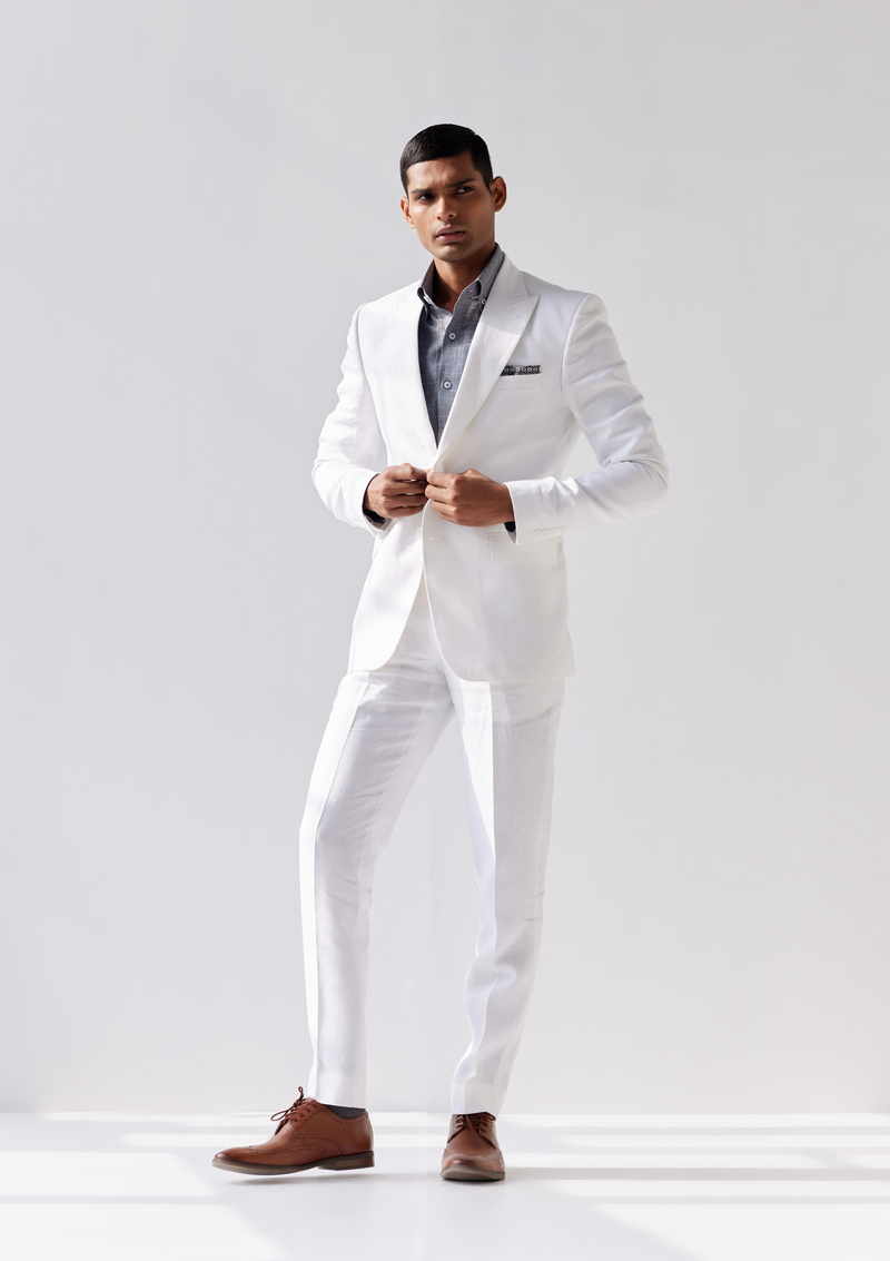 Pristine White Linen Twill Trouser