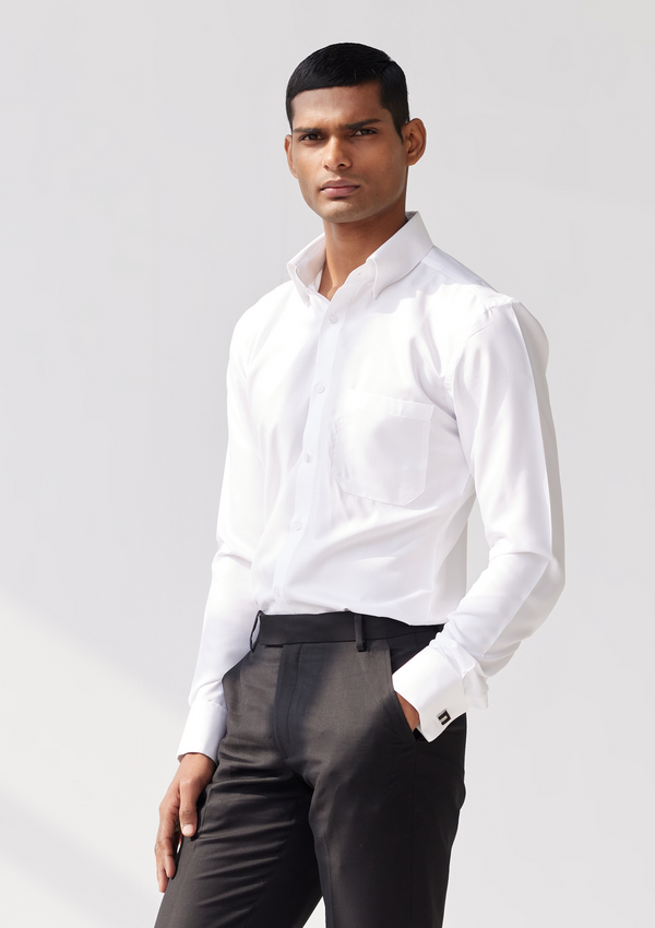 Sleek Pearl White Poplin Shirt