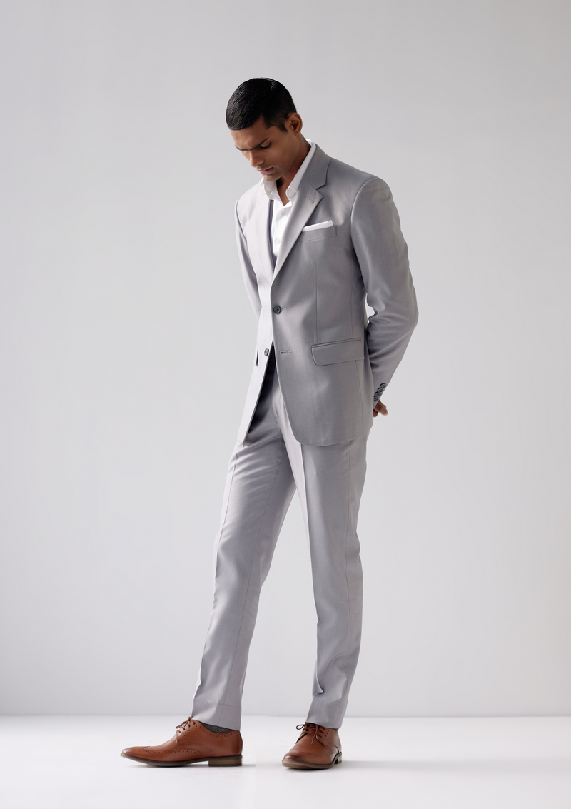 Soft Mist Grey Twill Blazer