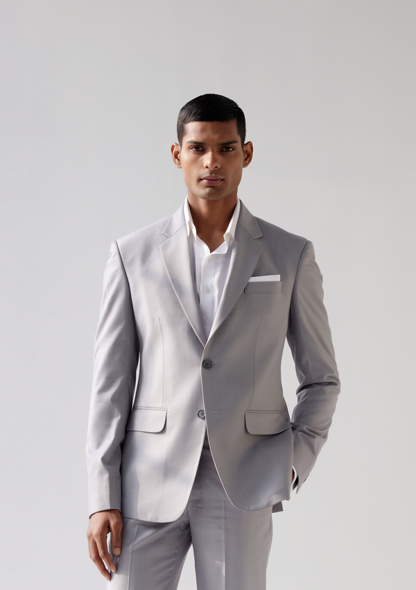 Soft Mist Grey Twill Blazer